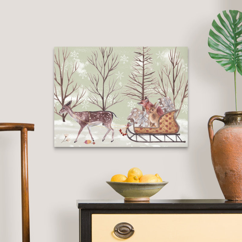 «Christmas Time II» par Melissa Wang - peinture sur toile tendue, H 18 po x l 24 po, Toile tendue