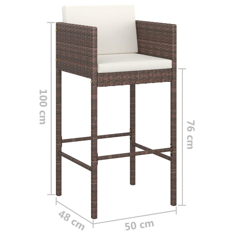 Garden Bar Set with Cushions, Brown