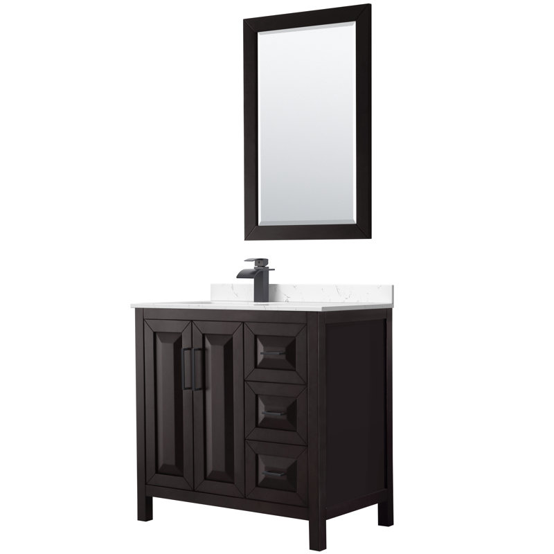 Daria 36'' W Single Vanity, Carrara Cultured Marble, Dark Espresso, Matte Black