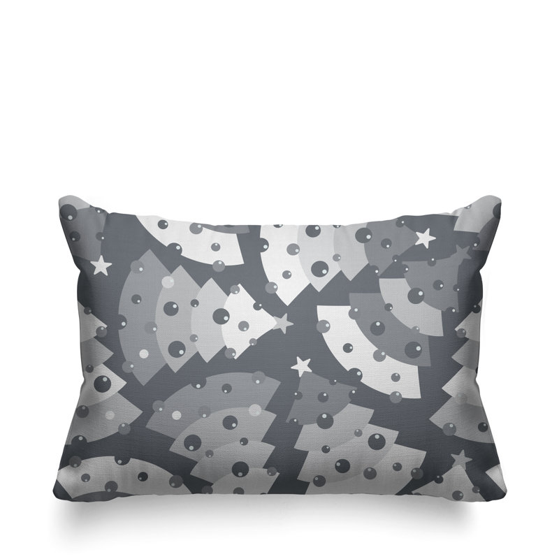 Coussin décoratif intérieur / extérieur Christmas Tree, gris, 14 po x 20 po, Rectangulaire