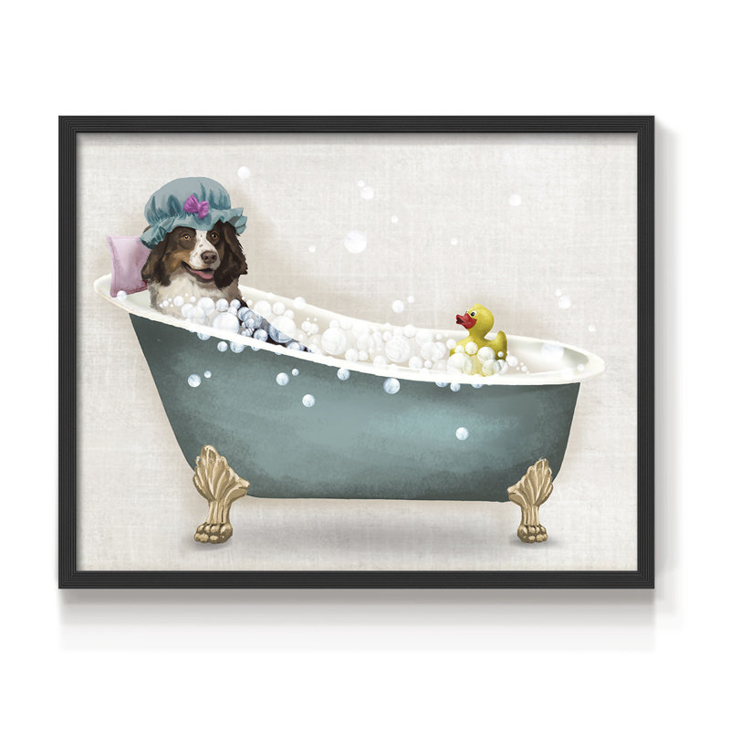 «Bath Dogs II», reproduction encadrée, H 11 po x l 14 po, Noir, noir, noir, noir