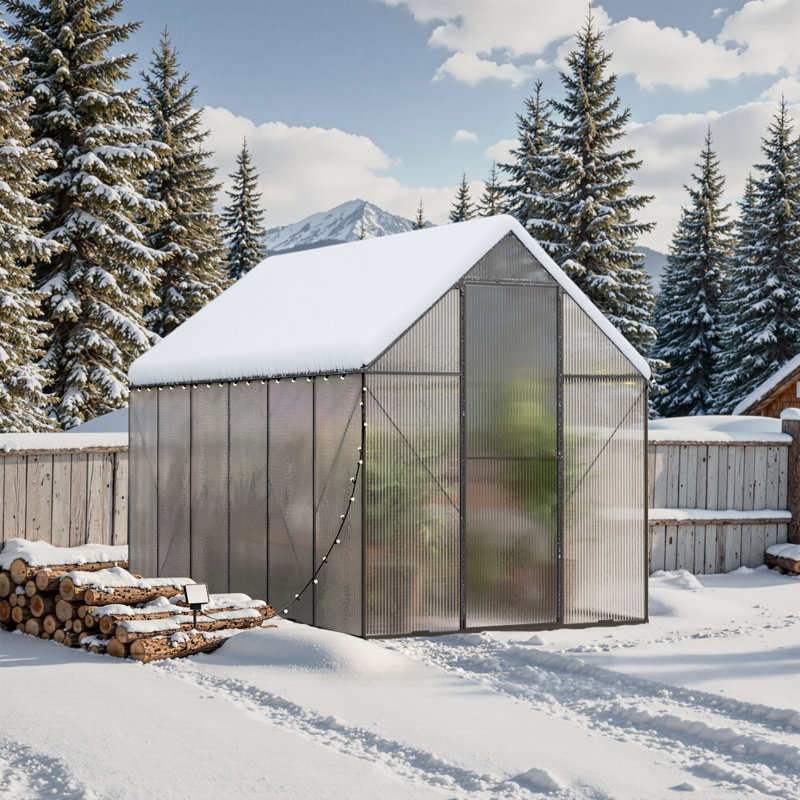 Serre en polycarbonate 6 po x 12 pi avec toit ventilé, H 83,86 po x l 140,16 po x P 70,87 po