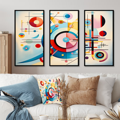 «Blue and Pink Abstract Geometric Vision 1» - art mural géométrique