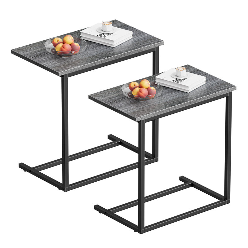  20.5'' End Table Set of 2, C-Shaped Side Table, Snack Tray & Nightstand for Small Space, Space-Saving Accent Table for Couch Sofa, Living Room, Bedroom, Bedside, Recliner, Balcony
