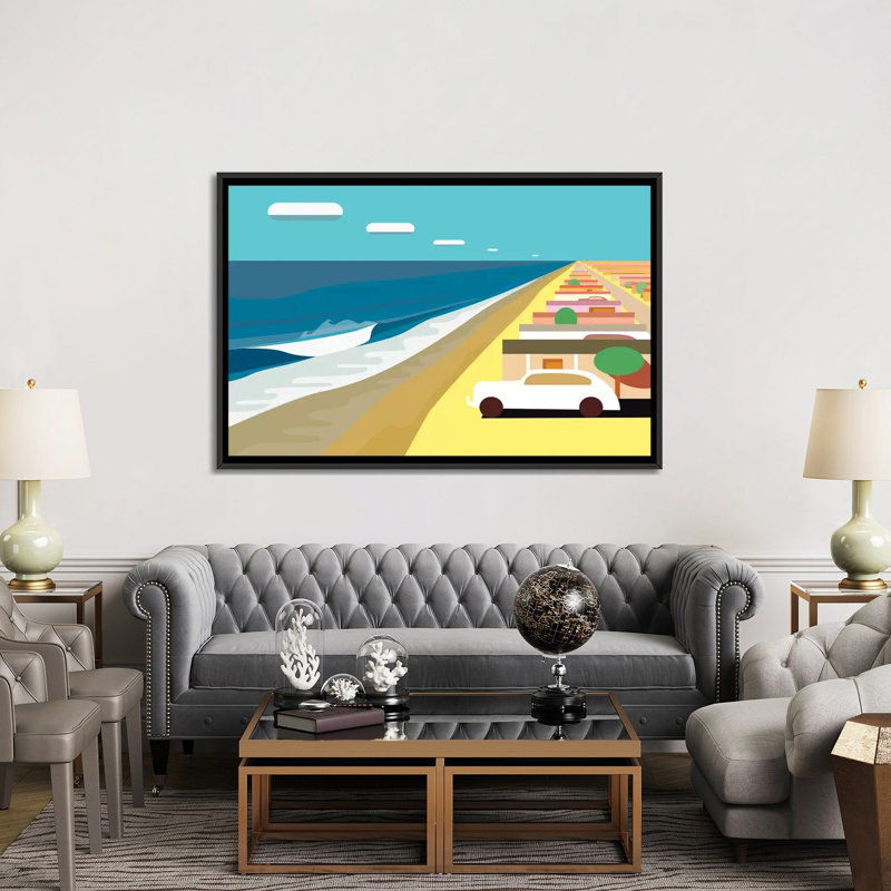 « fêtes camp », reproduction sur toile, H 18 po x l 26 po x P 1,5 po, Toile avec cadre noir, Pas de tapis