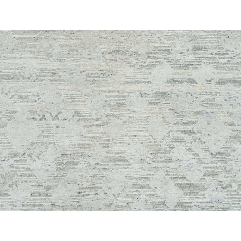 Tapis ivoire noué à la main de conception unique nouvel âge 8 pi x 8 pi Tykeria