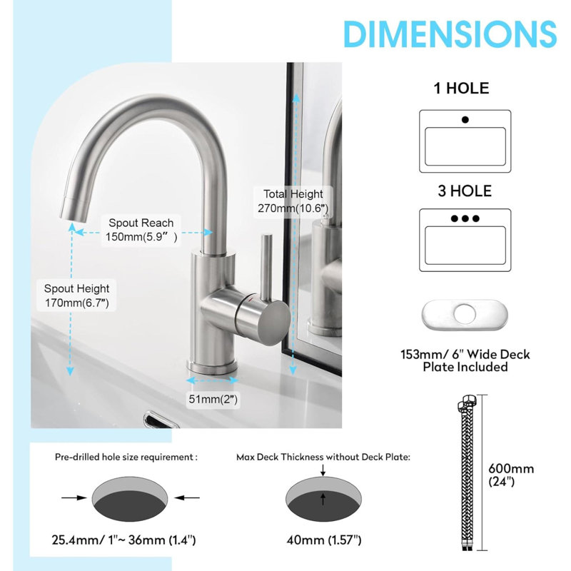 Bar Sink Faucet, Bathroom Kitchen Faucet Brushed Nickel Pre Wet Small Mini Kitchen Bath Utility Marine Faucet Single Hole Stainless Steel Farmhouse Vanity Lavatory Faucets Outdoor