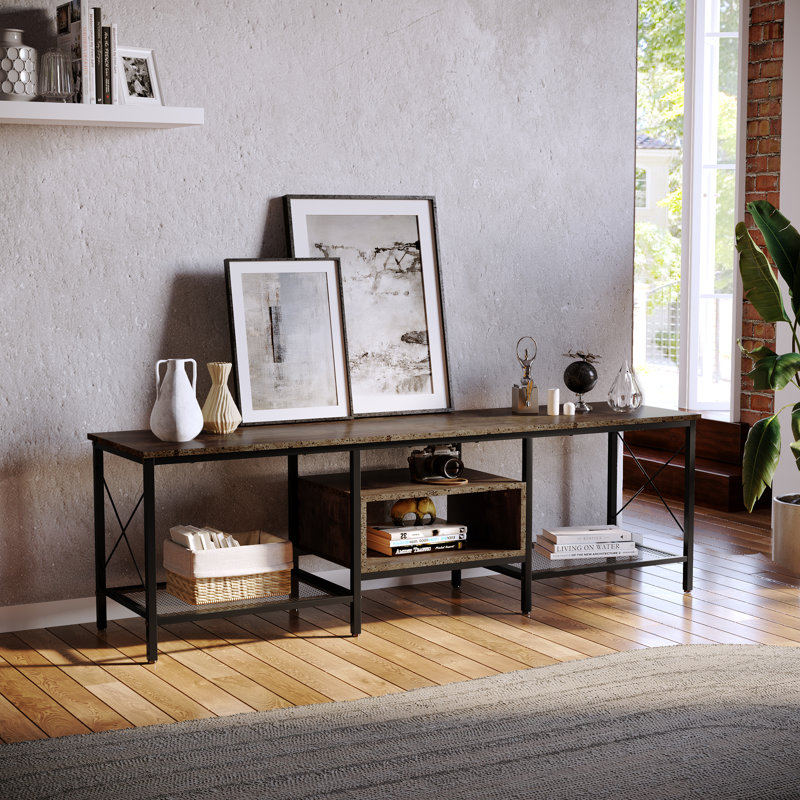 Youssouf Wood Tv-Stand, 70.8" W, Medium Yellow Wood/Brown Wood