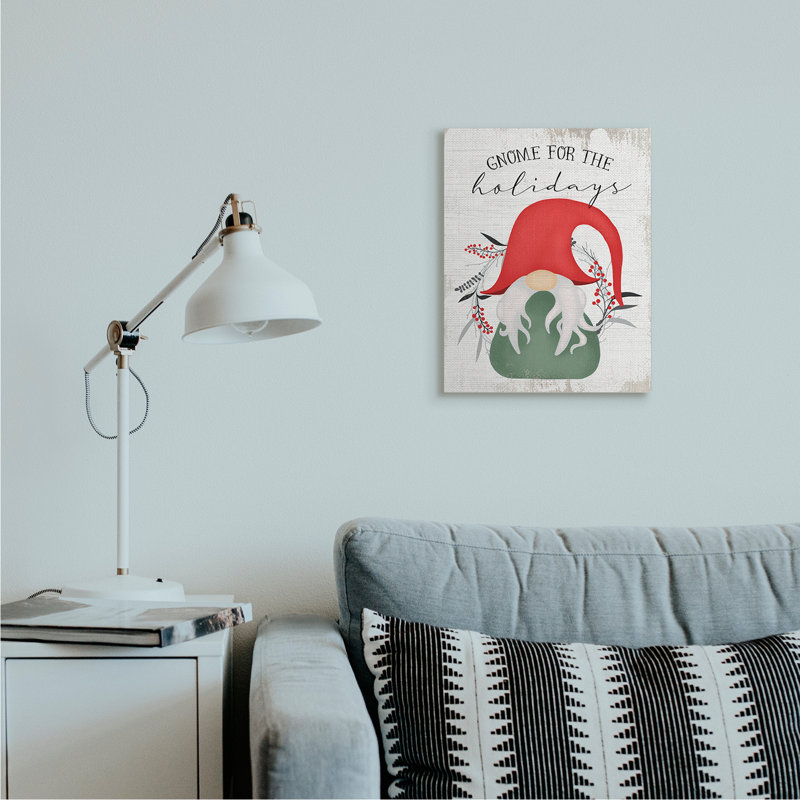 «Gnome for the Holidays Winter Garden Pun» par Daphne Polselli - impression d'art graphique, Toile tendue