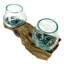 Bol double en verre soufflé à la main, style côtier, et centre de table en bois flotté naturel, 26,7 cm de large