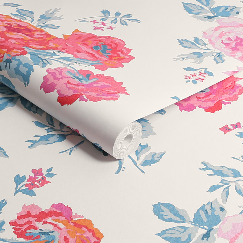 Cath Kidston Archive Rose Pink Blooms, Blue