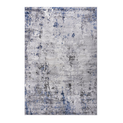 Loom & Collection 2x3 Area Rug, Silver/blue/abstract, Non-shedding, Stain , Adds Character To Living Room, Bedroom, Dining, Office Non-shedding Blends Well With Home