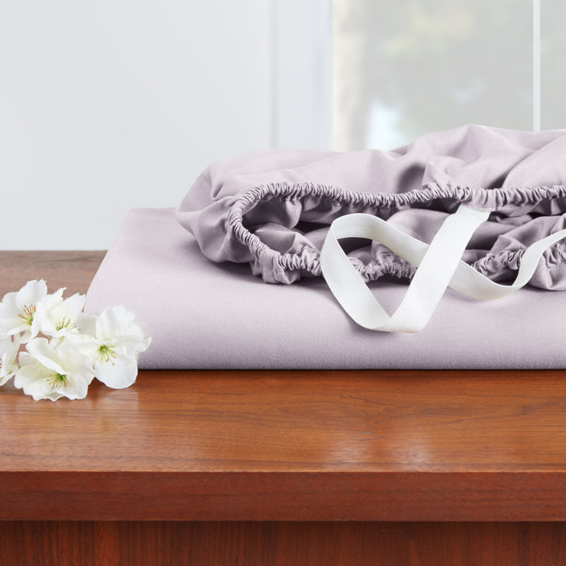 Microfiber Sheet Set, Twin XL Sheet Set with 1 Pillowcase, Light Gray Lavender