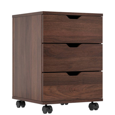 3-Drawer Mobile Under Desk File Cabinet, Wooden With Casters For Home Office Workspace Small Space