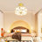 4-Light 18" Copper Ceiling Light Fixture, E26 White Floral Glass Semi-Flush Mount for dining rooms, kitchens, living rooms