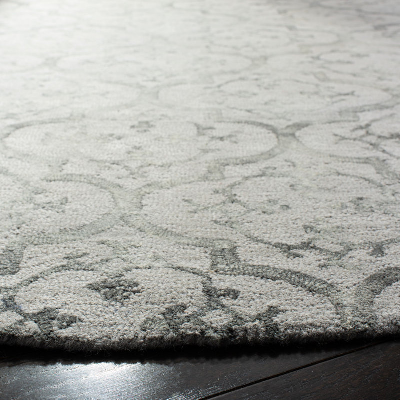 Tapis gris en laine touffeté à la main Oakton, Tapis de couloir 2 pi 3 po x 8 pi