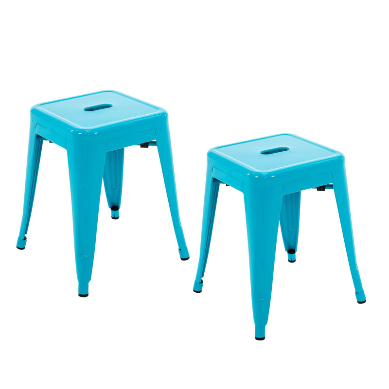 Tabourets de comptoir en métal 18 pouces, tabourets de classe empilables, chaises de salle à manger en métal sans dossier pour l'intérieur et l'extérieur, tabourets de bar de cuisine (ensemble de 2)