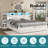 Shila 45.1" Lift Up Storage Bed Frame with Charging Station, LED Bookcase Headboard & 2 Side Shelf, Queen Size, Distressed White-105505027-105505028