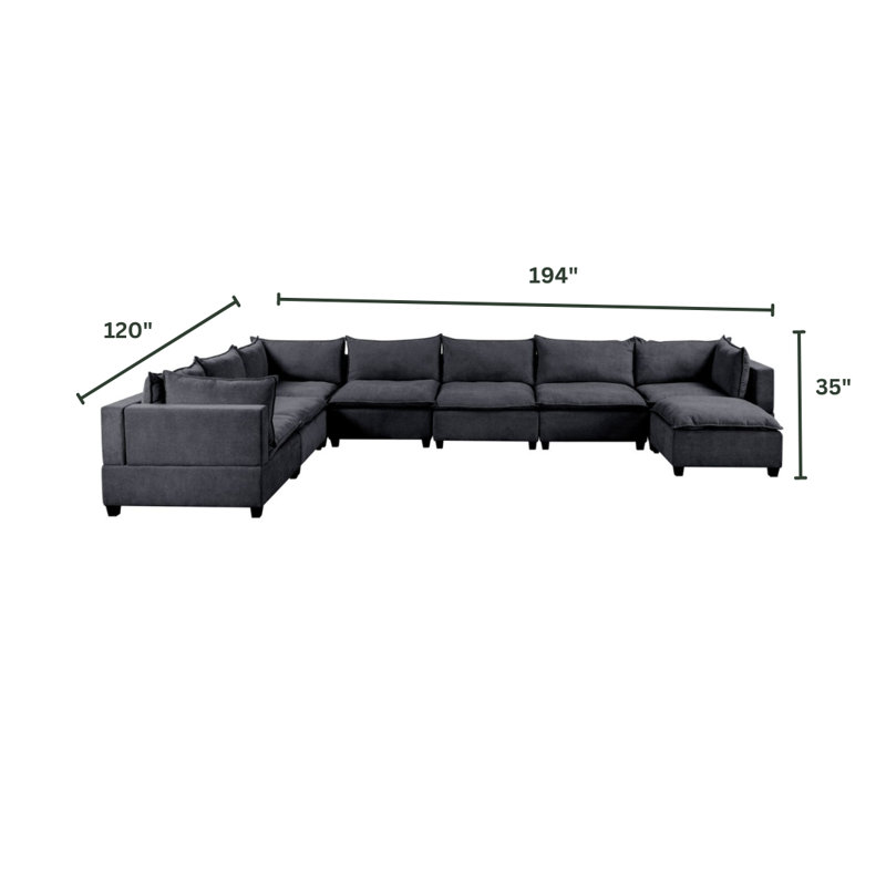 Canapé modulaire gris foncé 8 pièces Latitude Run®