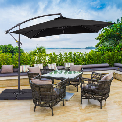 Donterious 98.4'' Cantilever Umbrella with Crank Lift , Counter Weights Included