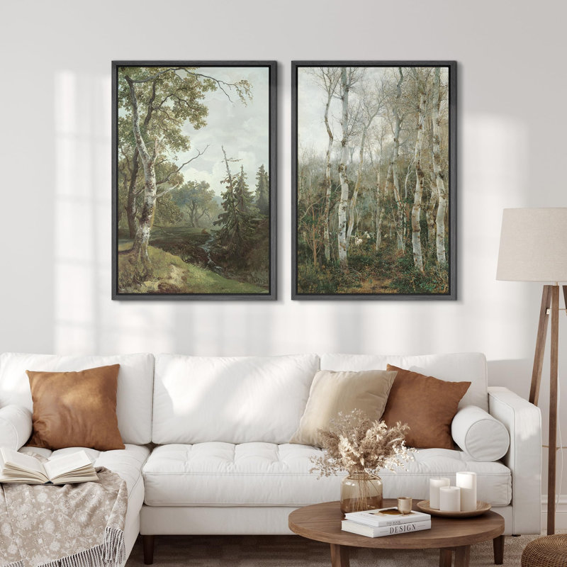 «Whimsical Wonderland Fantasy Forest», 2 pièces sur toile, H 24 po x l 32 po, Noir