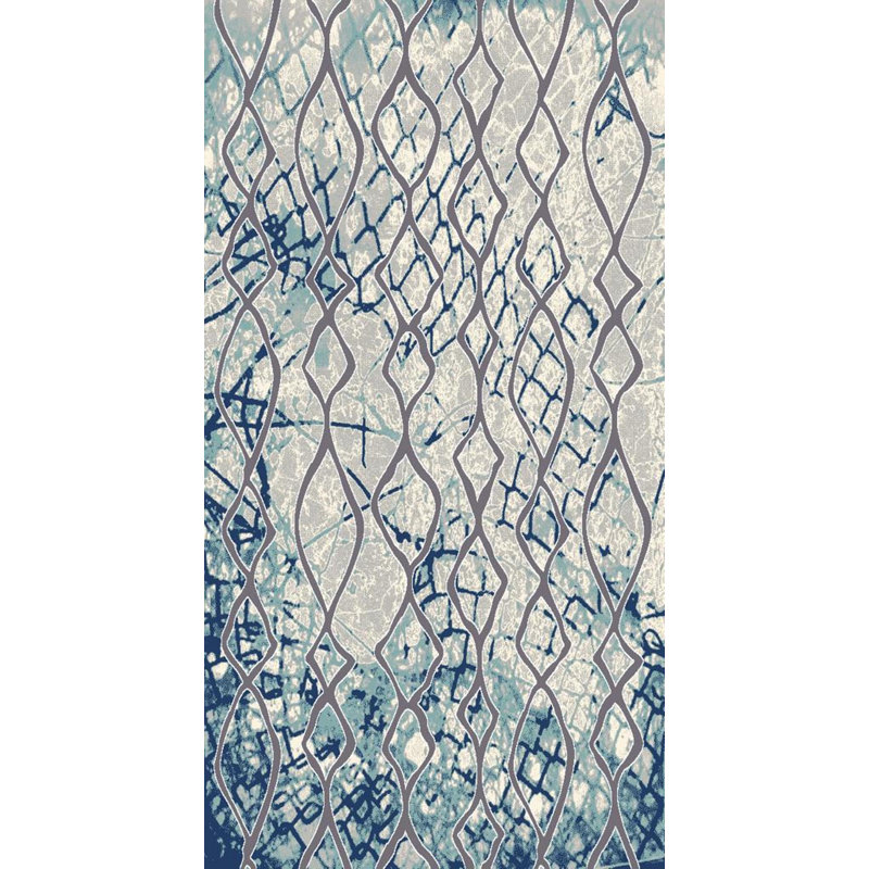 Bleu/gris abstrait touffeté tapis décoratif Montenegro, Rectangle 6 pi 7 po x 9 pi 6 po