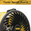 10 po Ventilateur de plancher turbo haute vitesse 3 vitesses robuste en jaune avec puissant moteur 1/12 HP