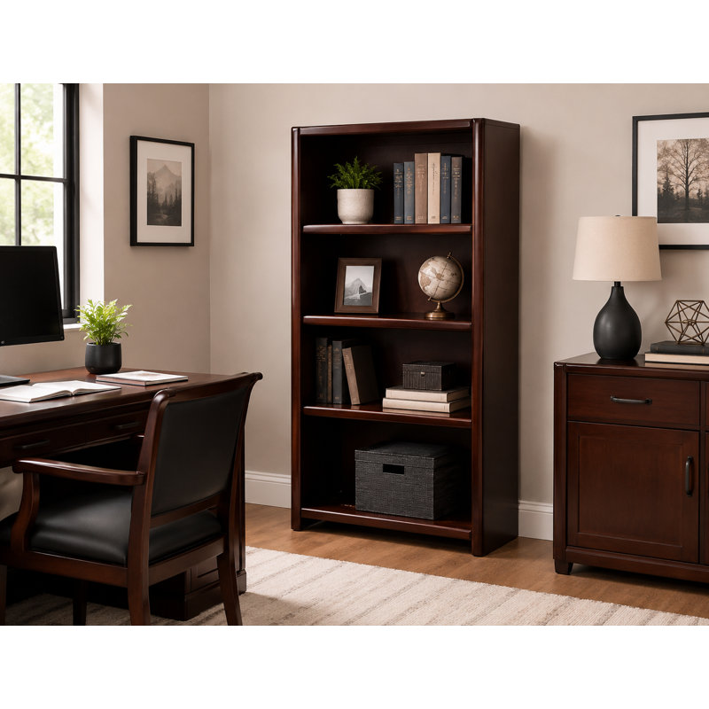 McKaylah Bookcase, Caribbean Rum, (3 Shelf) 60” H x 32” W x 13” D