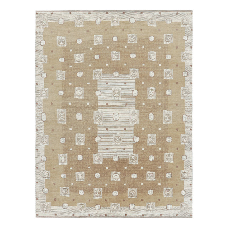 Scandinavain Hand Knotted Wool Geometric Area Rug, Rectangle 9' x 12'