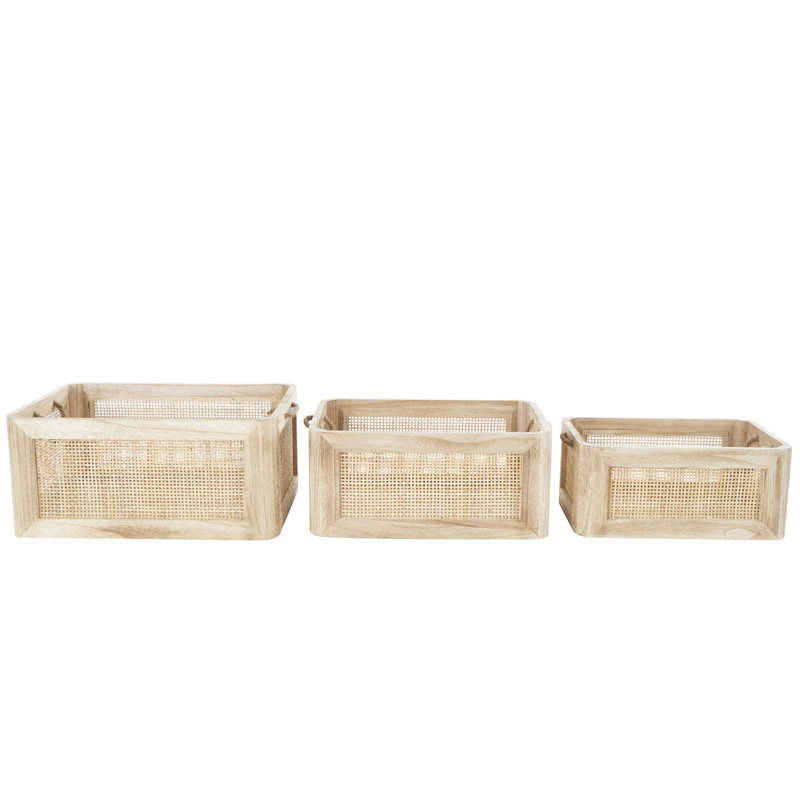 Ensemble de 3 paniers en bois massif Amella