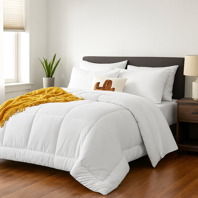 Ensemble d'édredon 7 pièces pour très grand lit blanc Cozylux 