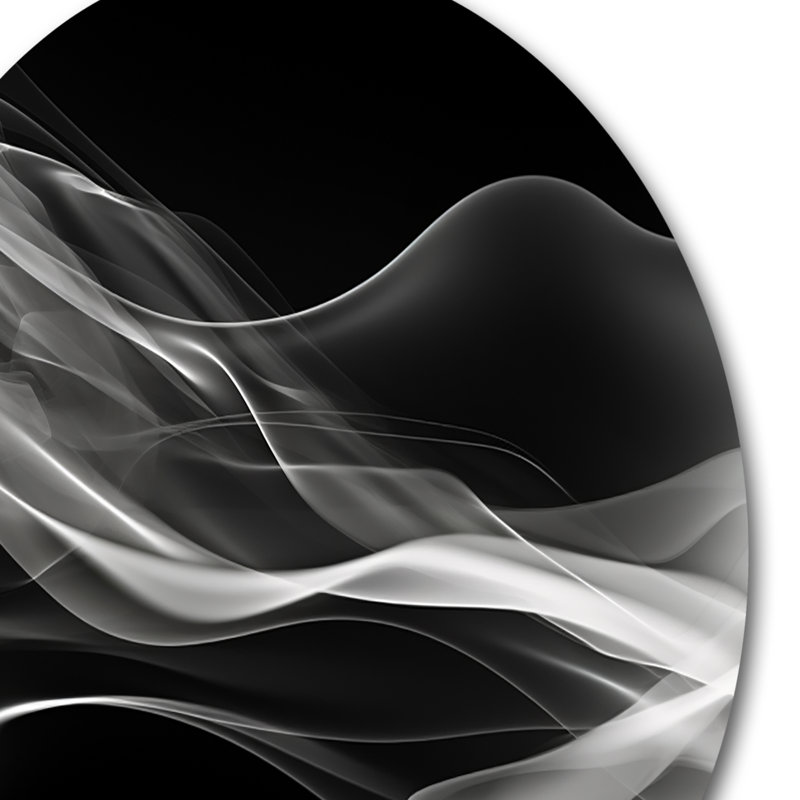 «Black White Contemplative Abstraction I», art mural rond abstrait en métal, H 29 po x l 29 po x P 1 po