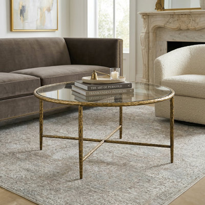 Lalia Modern Metal X-Brace Round Coffee Table