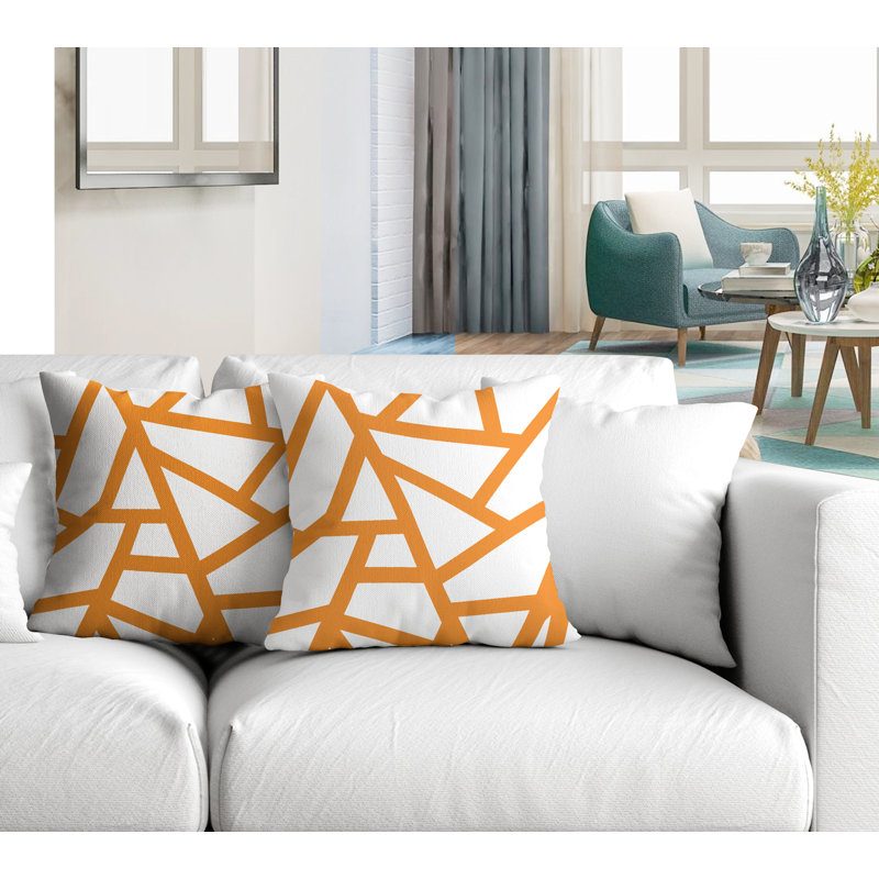 Oreiller carré intérieur / extérieur Ritz Abstract, L 15 po x H 15 po, Orange
