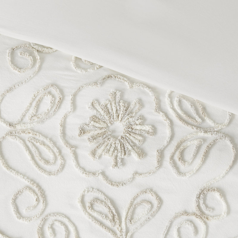 Ensemble 3 pièces d'édredon en chenille de coton double / grand / taupe rétro doux