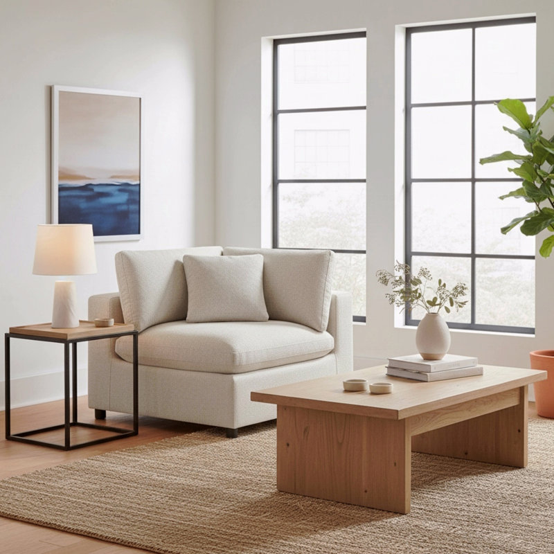 Fauteuil d'angle en coin, Beige
