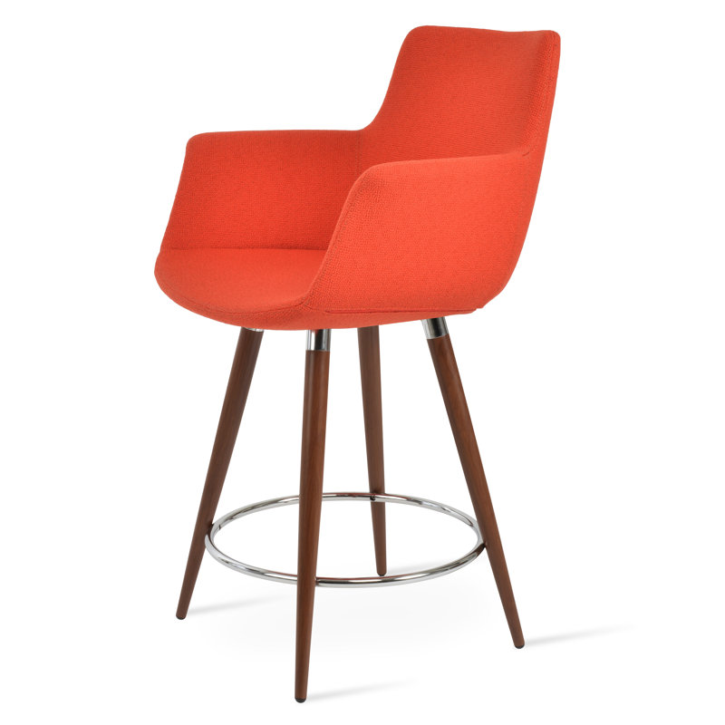 Tabouret de bar et de comptoir Bottega Ana, Orange, Noyer, Tabouret de bar (siège d'une hauteur de 29 po)