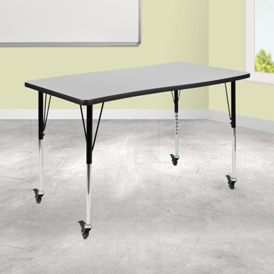 Goddard 28"W x 47.5"L Rectangular Wave Collaborative Grey Adjustable Height Activity Table