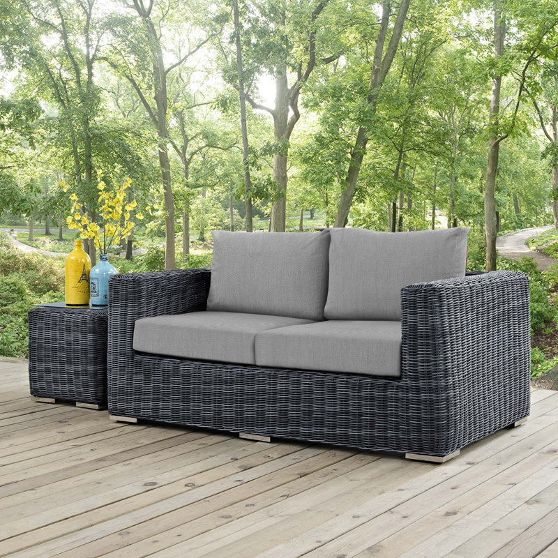 Modway Invite Outdoor Patio Sunbrella Loveseat, Gray Performance Velvet