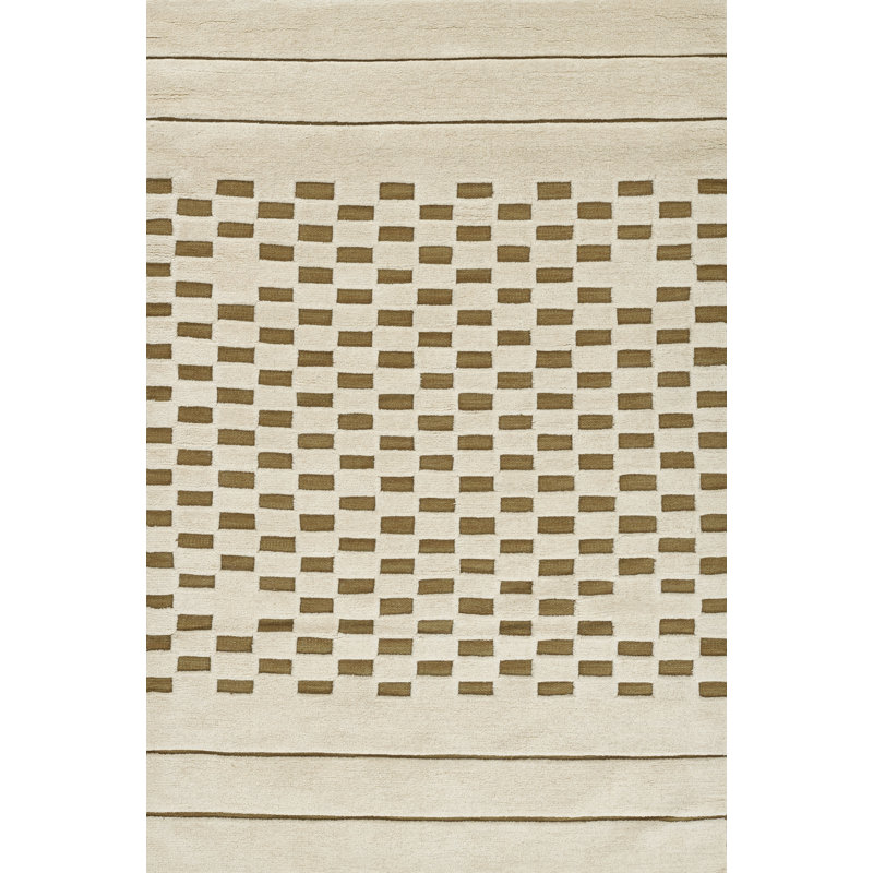 Tapis vert en laine touffeté à la main Joss & Main Aelin, Rectangle de 5 pi x 8 pi