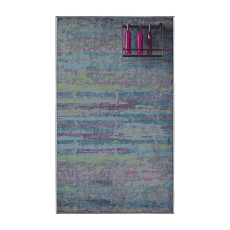 Tapis gris lavable à la machine, Rectangle 7 pi x 9 pi