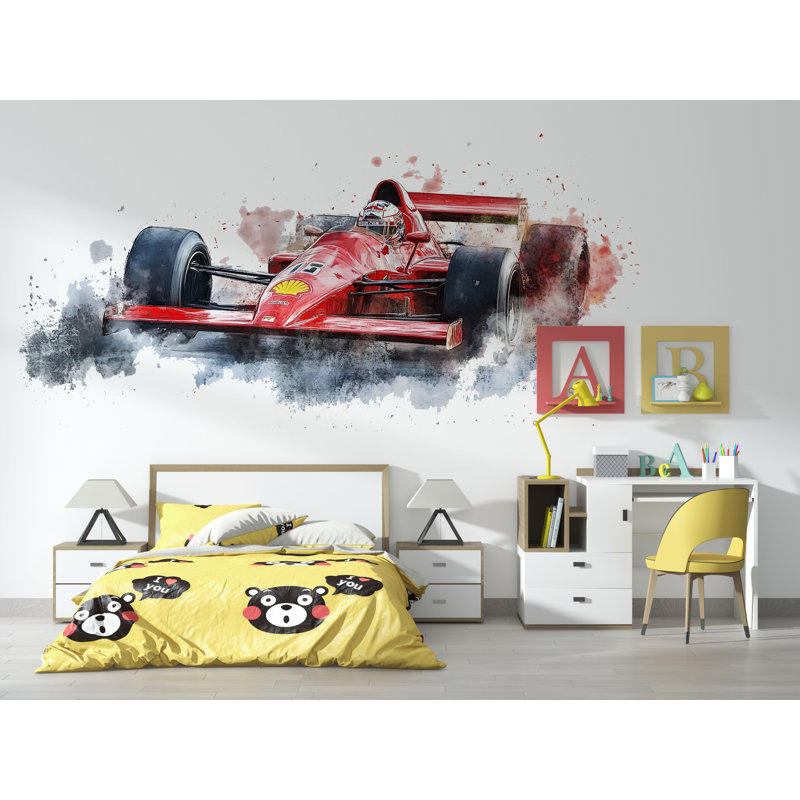 Adhésif mural de voiture de course, autocollant mural de voiture de formule, art mural de chambre, décoration de voiture pour enfants, peinture murale de chambre de bébé de course, 515Mv