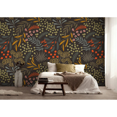 Papier peint amovible avec motifs floraux rétro
