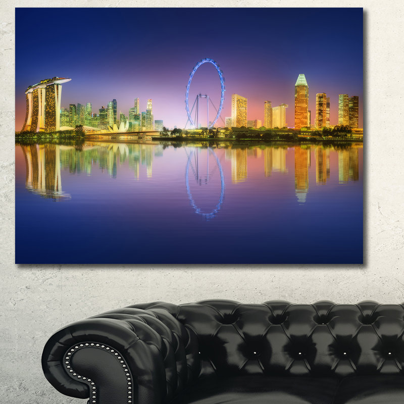 «Singapour Skyline and Blue Sky», impression, H 20 po x l 40 po x P 1po, Toile tendue