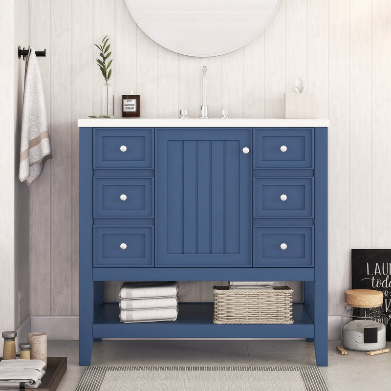Meuble-lavabo simple 36,09 po avec plateau en céramique Guardino