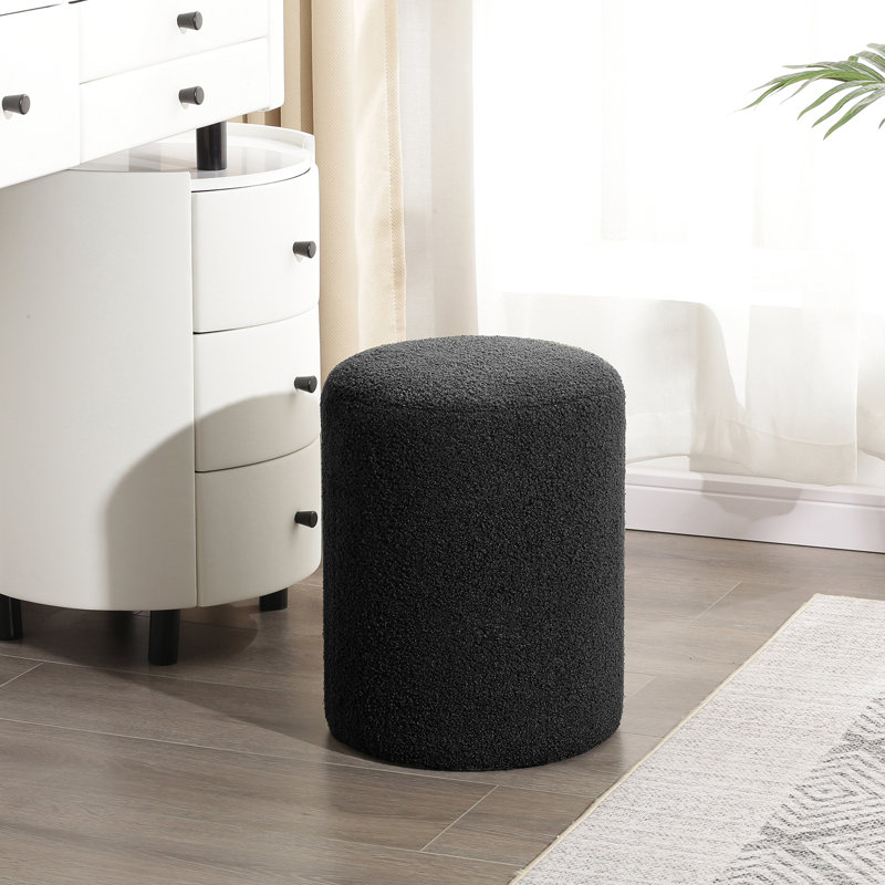 15”H Fabric Upholstered Footrest Ottoman, Black