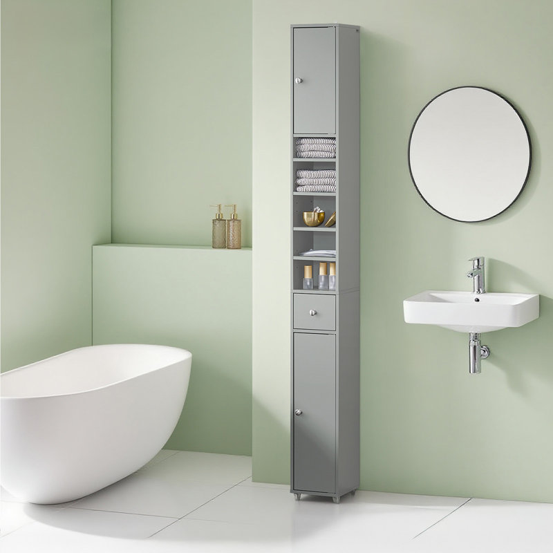 Munford Freestanding 20cm W Linen Cabinet, Grey