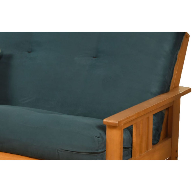 Matelas de futon Lakel, cadre non inclus, Grand lit, Microsuède bleu, Innerspring