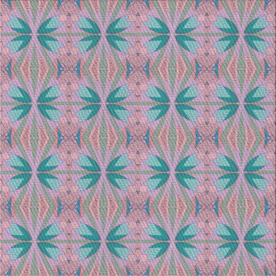 Rose géométrique/Tapis décoratif bleu