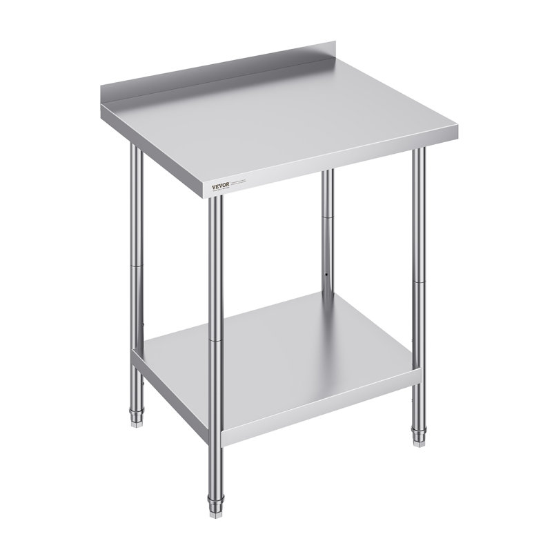 Silver Stainless Steel Adjustable Height Kitchen Work Table